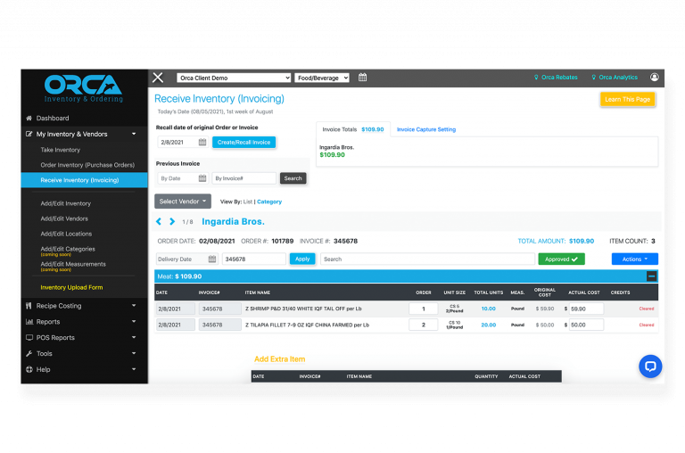 Restaurant Inventory Purchasing & Receiving Software | Orca Inventory
